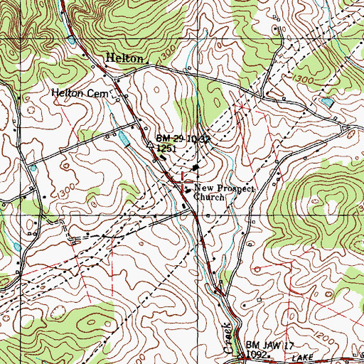 Topographic Map of New Prospect Cemetery, TN