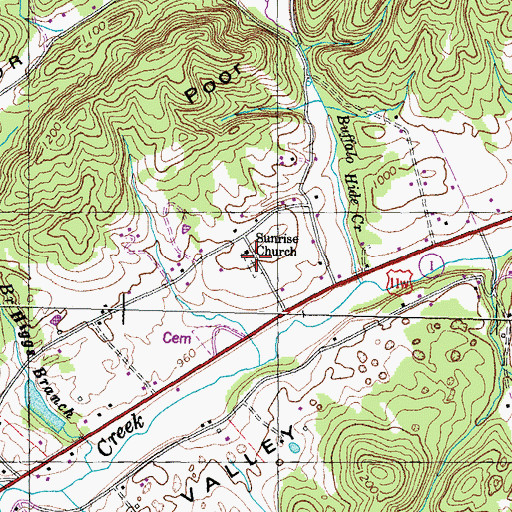 Topographic Map of Sunrise Cemetery, TN