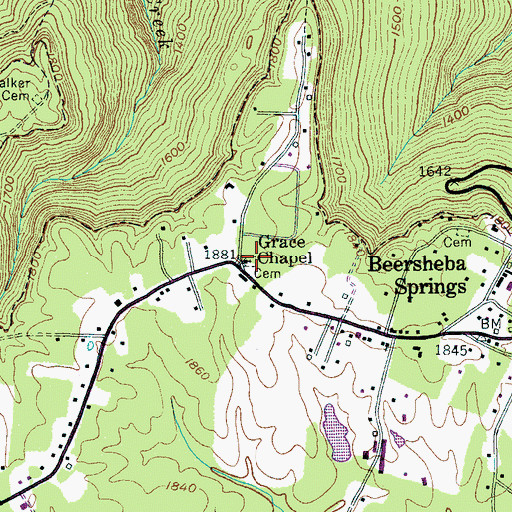 Topographic Map of Grace Chapel Cemetery, TN