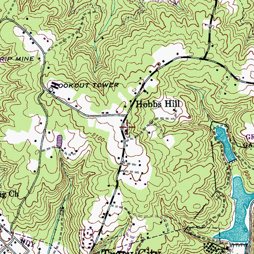 Topographic Map of Hobbs Hill Cemetery, TN