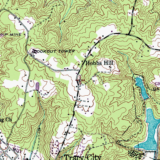 Topographic Map of Hobbs HIll United Methodist Church, TN