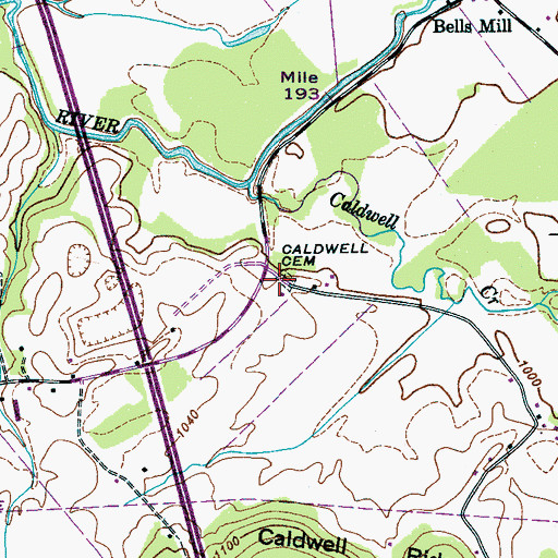 Topographic Map of Laxon Cemetery, TN
