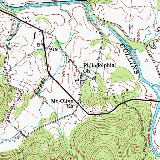Topographic Map of Philadelphia Cemetery, TN