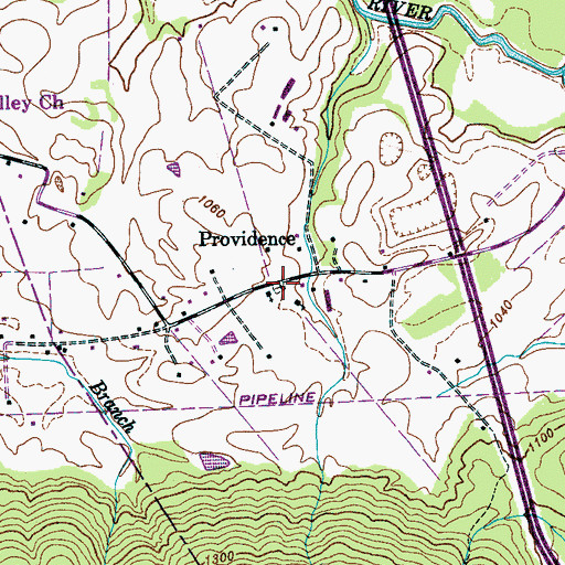 Topographic Map of Providence Cemetery, TN