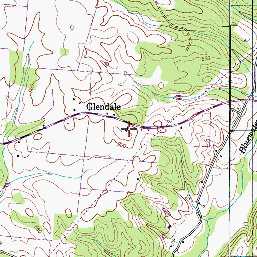 Topographic Map of Glendale Church (historical), TN