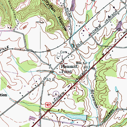 Topographic Map of Halls Stand (historical), TN
