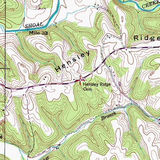 Topographic Map of Hensley Ridge School (historical), TN