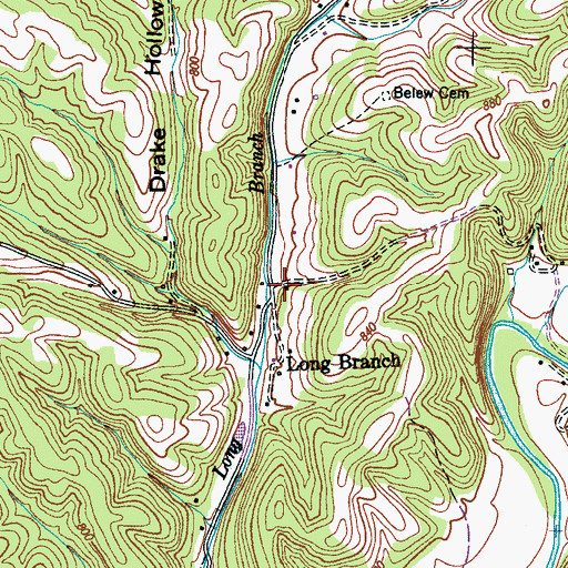Topographic Map of Long Branch School (historical), TN