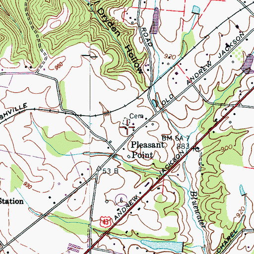 Topographic Map of Pleasant Point Methodist Episcopal Church (historical), TN