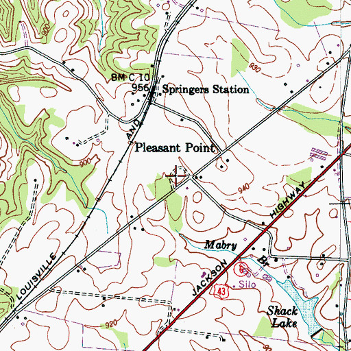 Topographic Map of Pleasant Point School (historical), TN