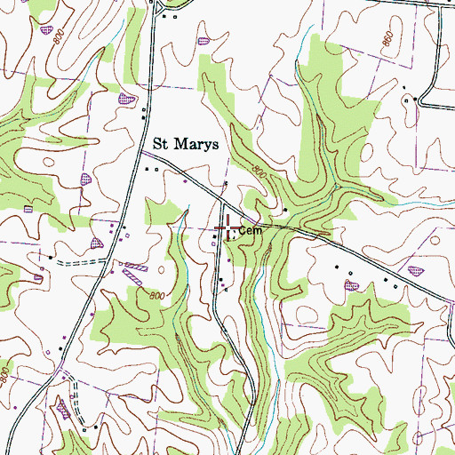 Topographic Map of Saint Marys Catholic Church (historical), TN