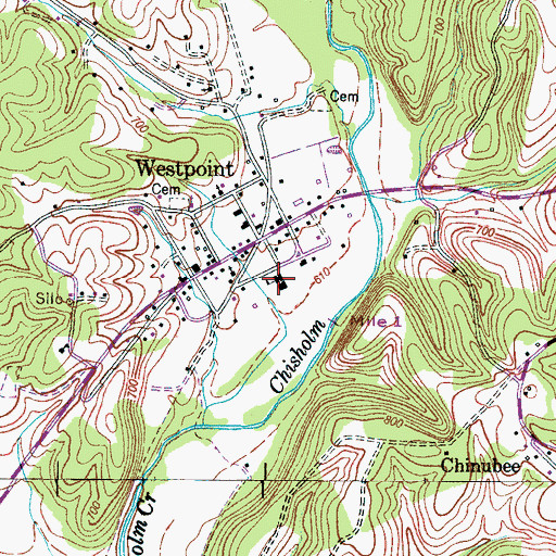 Topographic Map of West Point School (historical), TN