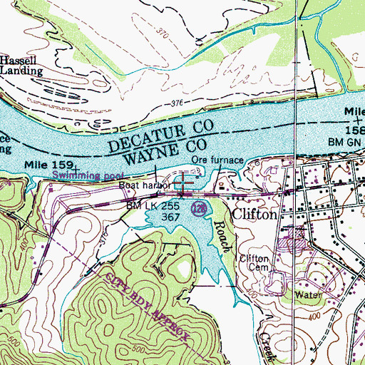 Topographic Map of Clifton Marina, TN