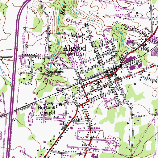 Topographic Map of Algood Community Center, TN