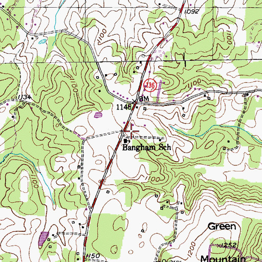 Topographic Map of Bangham Church (historical), TN