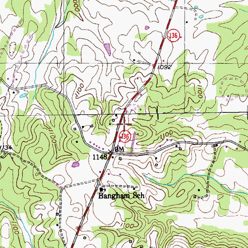 Topographic Map of Bangham Heights Baptist Church, TN