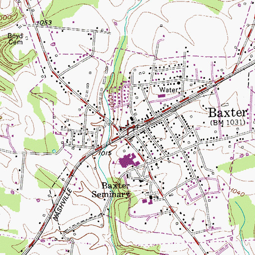 Topographic Map of Baxter City Hall, TN