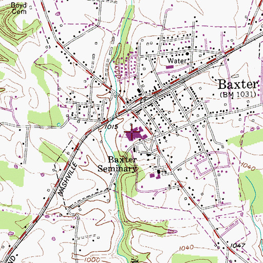 Topographic Map of Baxter Elementary School, TN