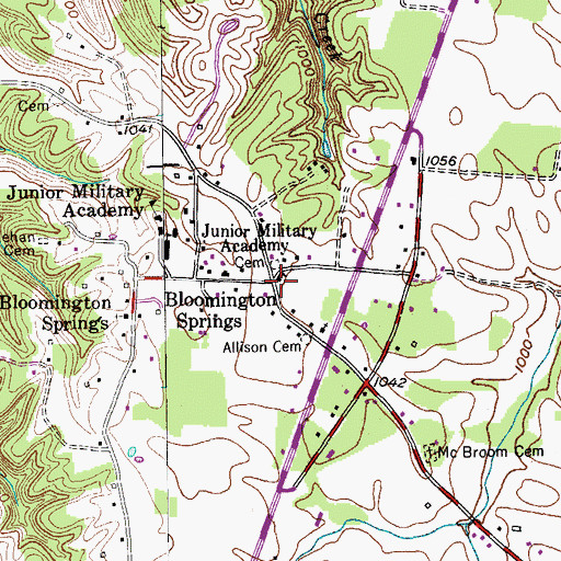 Topographic Map of Bloomington Springs School (historical), TN