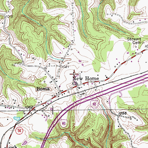 Topographic Map of Boma School (historical), TN