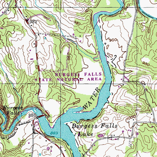Topographic Map of Burgess Falls State Natural Area, TN