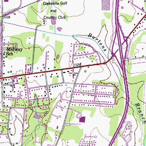 Topographic Map of Cookeville Christian School, TN