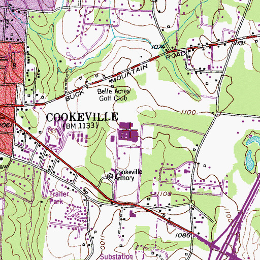 Topographic Map of Cookeville High School, TN