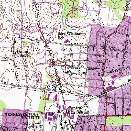 Topographic Map of First Assembly of God Church, TN