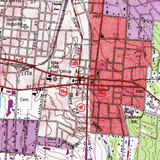Topographic Map of First United Methodist Church, TN