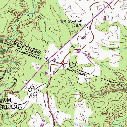 Topographic Map of Hickory Corner, TN