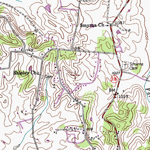 Topographic Map of Ironwood Golf Course, TN