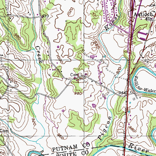 Topographic Map of Lovelady Church (historical), TN