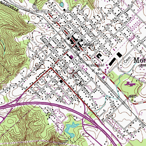 Topographic Map of Monterey Freewill Baptist Church, TN