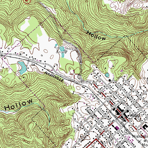 Topographic Map of Monterey High School, TN