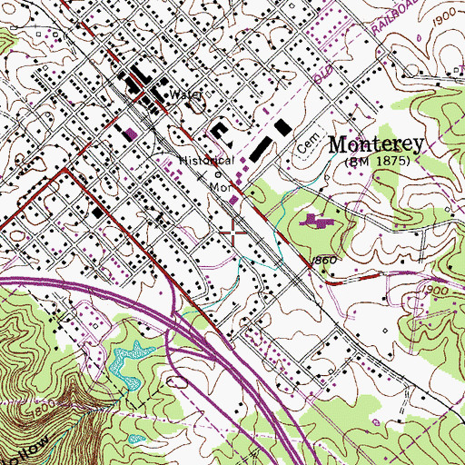 Topographic Map of Monterey Public Library, TN