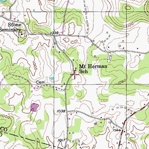 Topographic Map of Mount Heron Church, TN