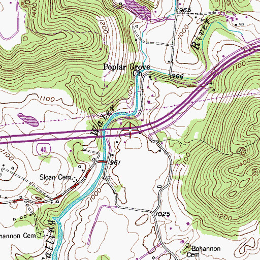 Topographic Map of Poplar Grove School (historical), TN