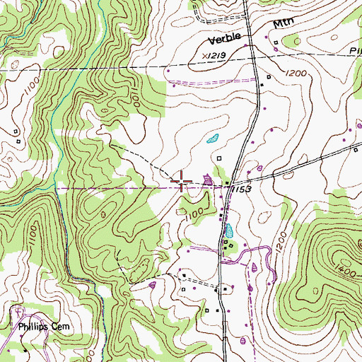 Topographic Map of Prospect Church (historical), TN