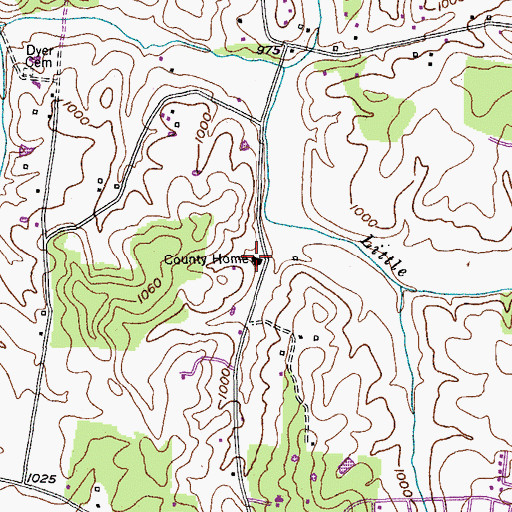 Topographic Map of Putnam County Home (historical), TN