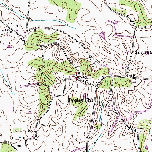 Topographic Map of Shipley School (historical), TN