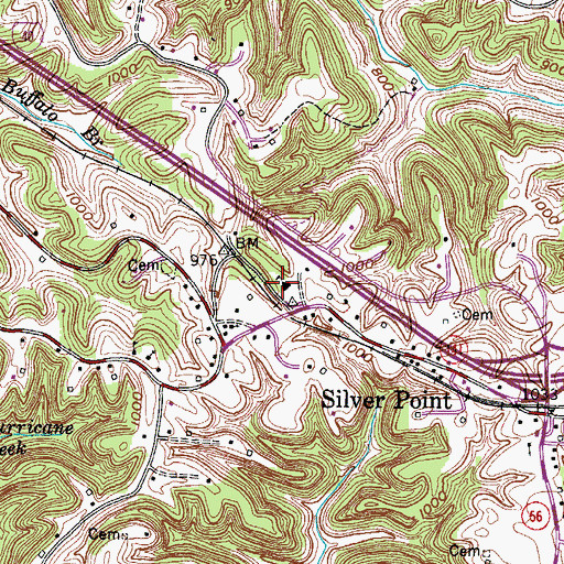 Topographic Map of Silver Point School (historical), TN