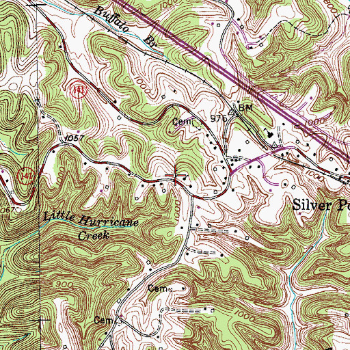 Topographic Map of Silverpoint School (historical), TN