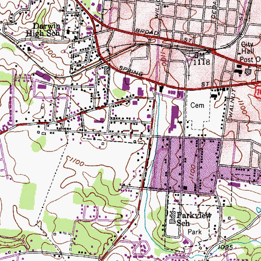 Topographic Map of Stevens Street Baptist Church, TN