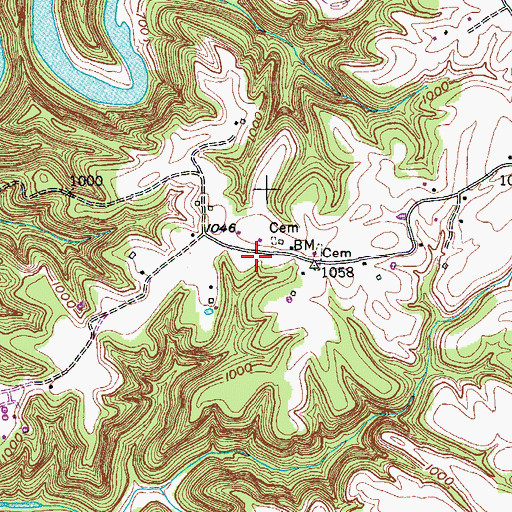 Topographic Map of Thomas Church (historical), TN