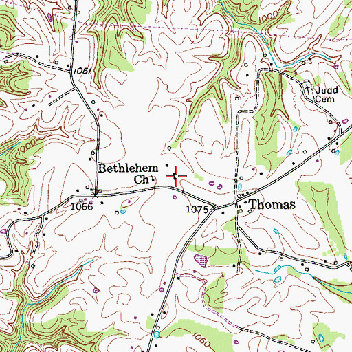 Topographic Map of Thomas School (historical), TN