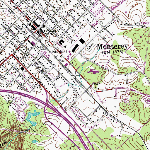 Topographic Map of Whitaker Park, TN