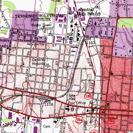 Topographic Map of First Church of the Nazarene, TN