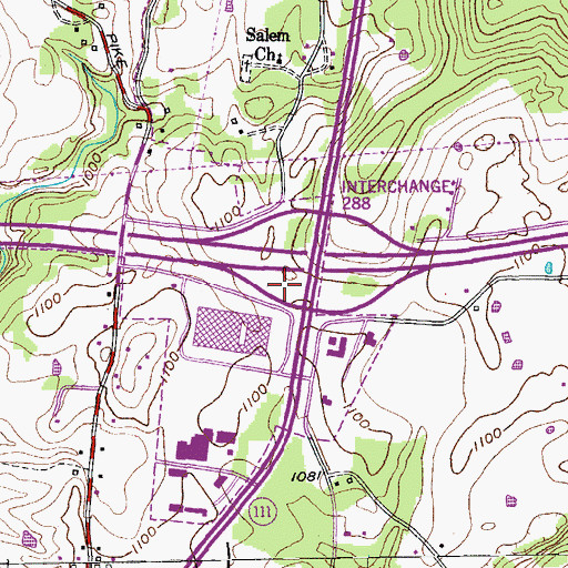 Topographic Map of Salem School (historical), TN