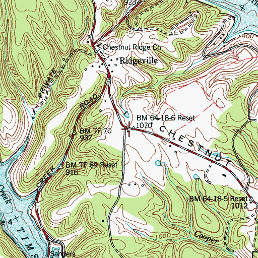 Topographic Map of Ridgeville School (historical), TN