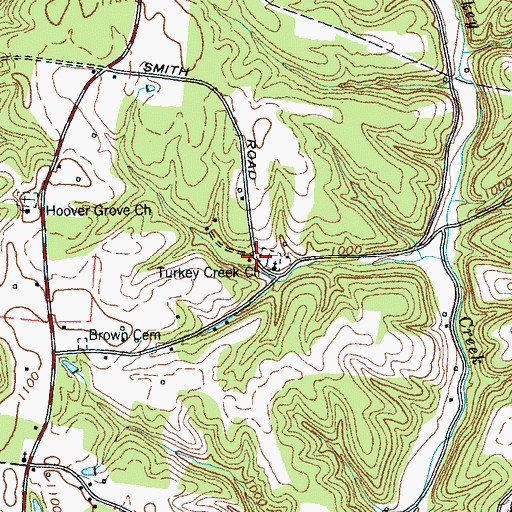 Topographic Map of Turkey Creek School (historical), TN